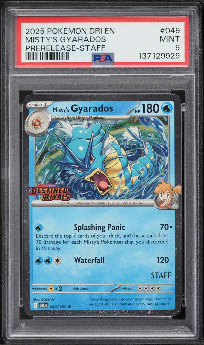2025 Pokemon Scarlet & Violet Destined Rivals Prerelease Staff Misty's Gyarados #49 PSA 9 MINT