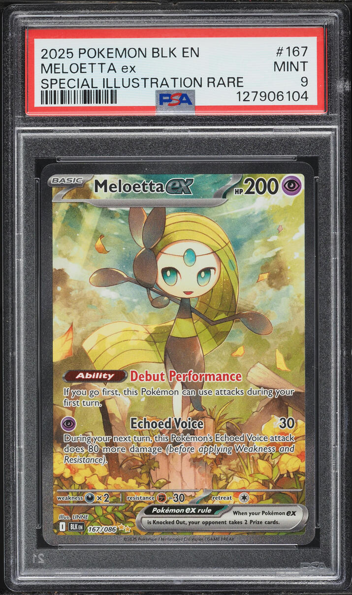 2025 Pokemon Scarlet & Violet Black Bolt SIR Meloetta ex #167 PSA 9 MINT