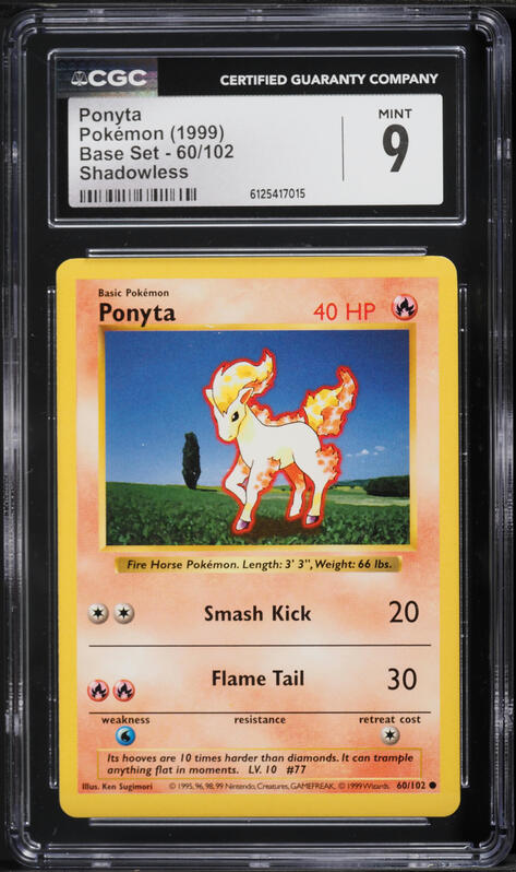 1999 Pokemon Base Set Shadowless Ponyta #60 CGC 9 MINT