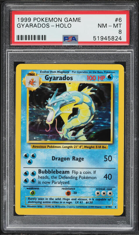 1996 Pokemon Japanese Base Set Holo Gyarados #130 PSA 9 MINT on