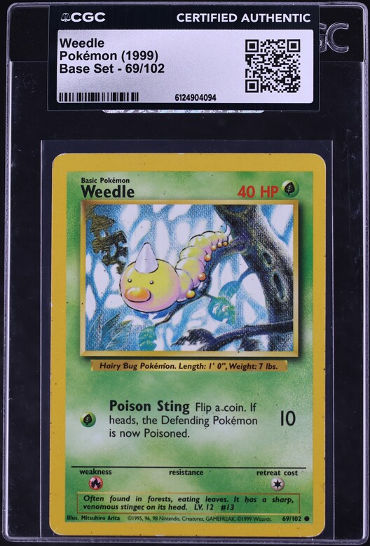 1999 Pokemon Base Set Shadowless 1st Edition Weedle #69 PSA 10 GEM