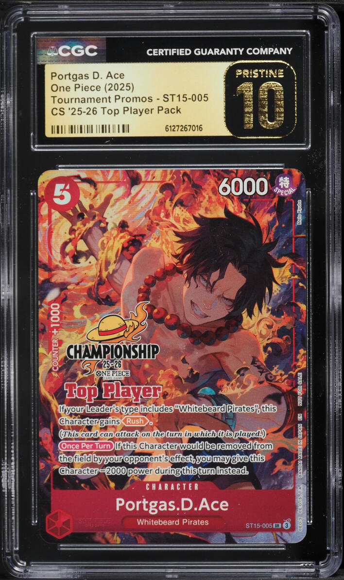 2025 One Piece Tournament Promo CS '25-26 Top Player Pack Portgas D. Ace CGC 10 PRISTINE
