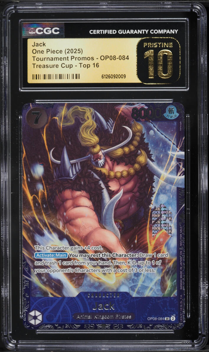 2025 One Piece Tournament Promos Treasure Cup Top 16 SR Jack #OP08-084 CGC 10 PRISTINE