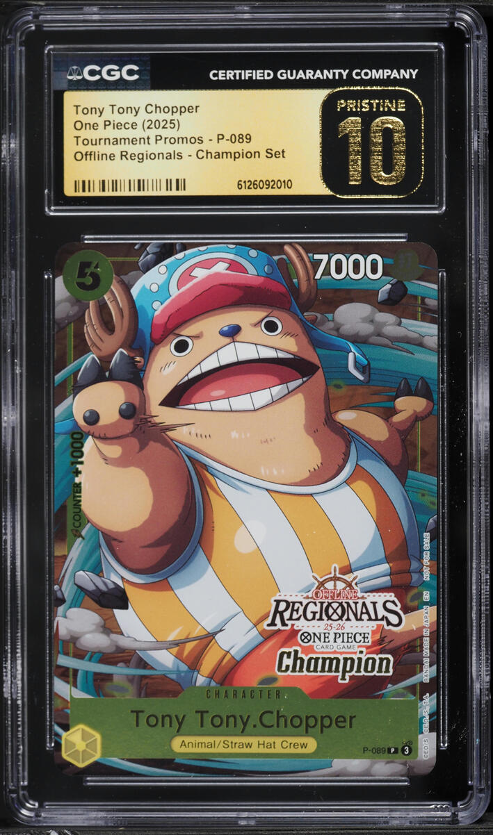 2025 One Piece Tournament Promos Offline Regionals Champion Set Tony Tony Chopper #P-089 CGC 10