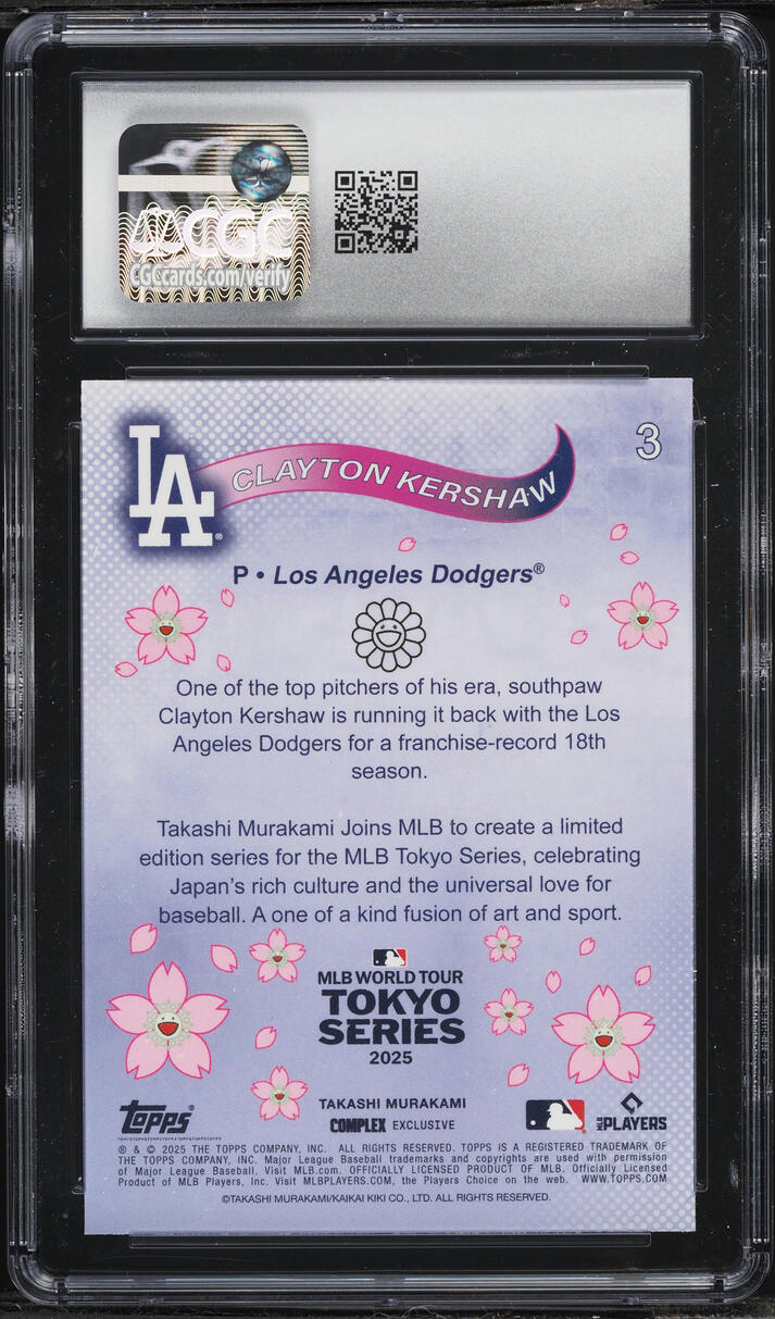 2025 Topps X Takashi Murakami Clayton Kershaw #3 CGC 10 GEM MINT