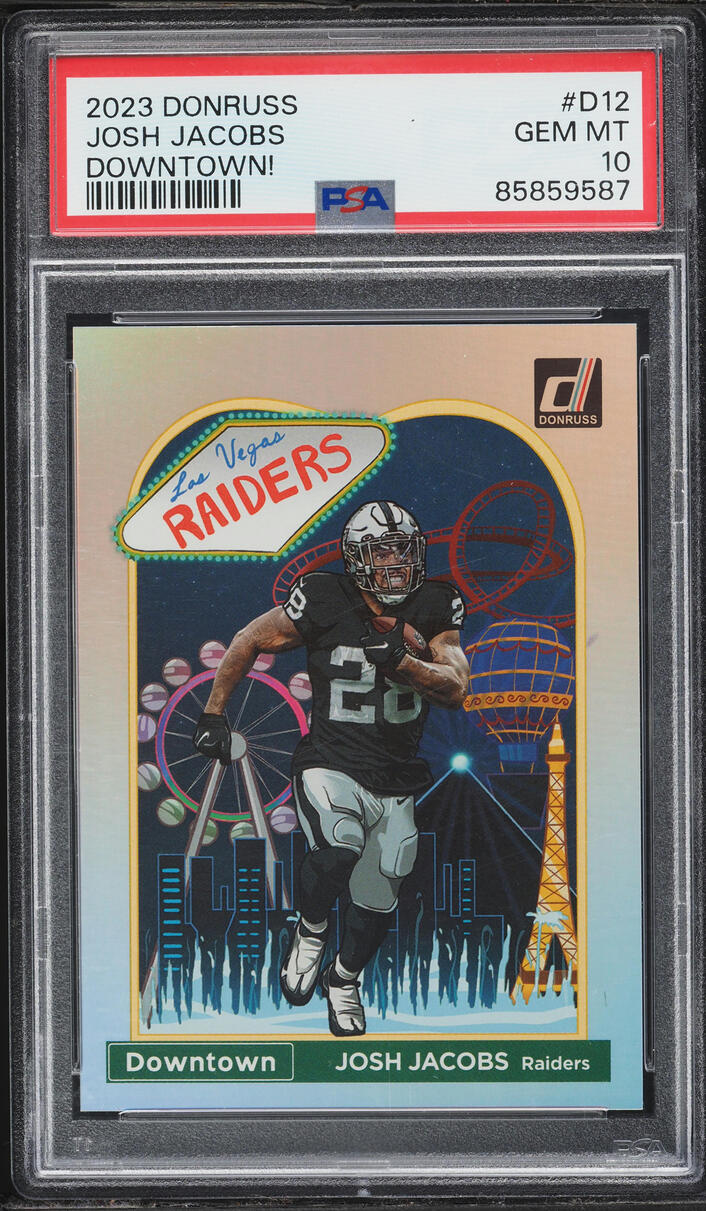 2023 Donruss Downtown Josh Jacobs #D-12 PSA 10 GEM MINT