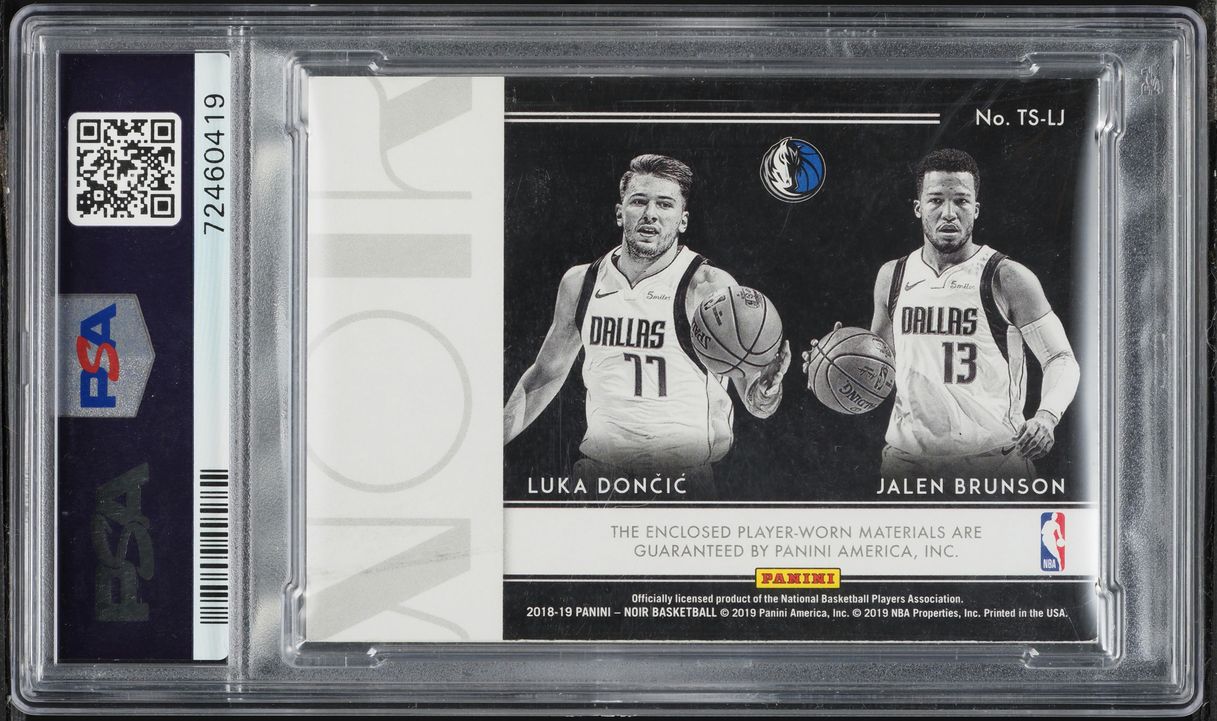 2018 Panini Noir Two Shot Jersey Tags Luka Doncic Jalen Brunson ROOKIE PATCH 1/1 #TSLJ PSA AUTH