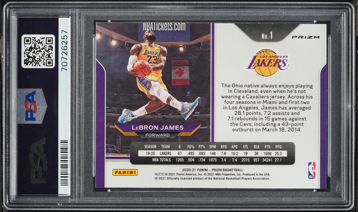 2020 Panini Prizm Silver LeBron James #1 PSA 9 MINT