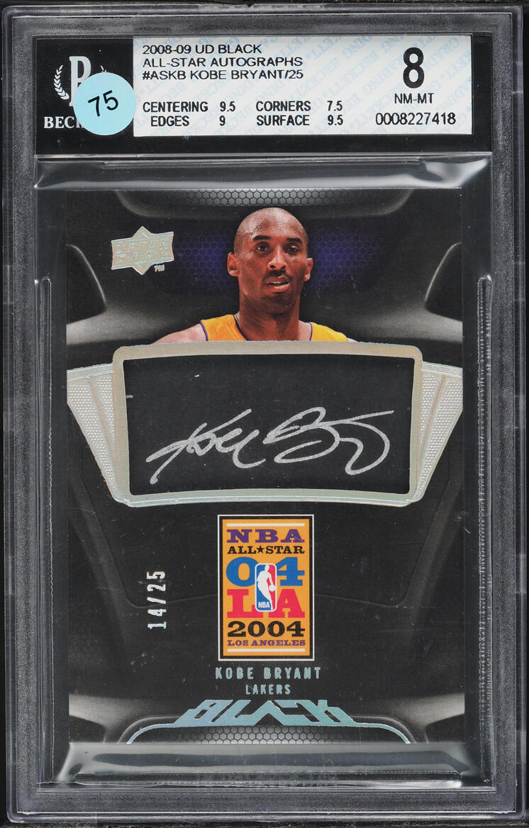 2008 Upper Deck Black All Star Kobe Bryant AUTO /25 #AS-KB BGS 8 NM-MT