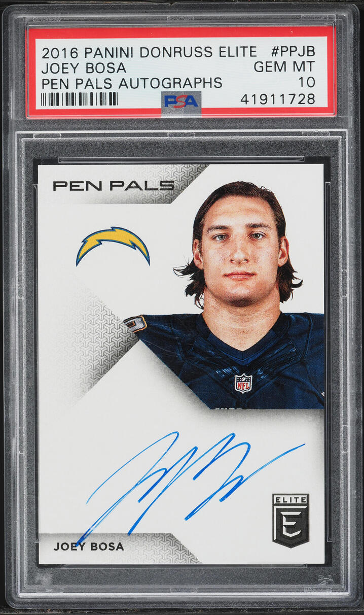 2016 Donruss Elite Pen Pals Joey Bosa ROOKIE AUTO #PPJB PSA 10 GEM MINT