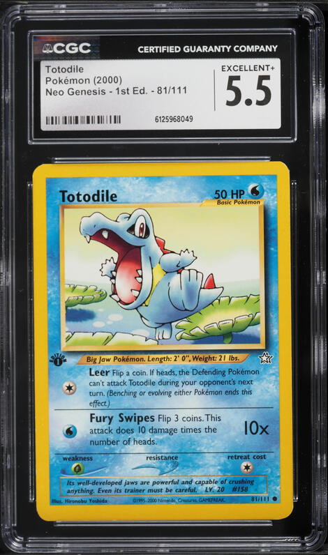 2000 Pokemon Neo Genesis 1st Edition Totodile #81 CGC 5.5 EX+