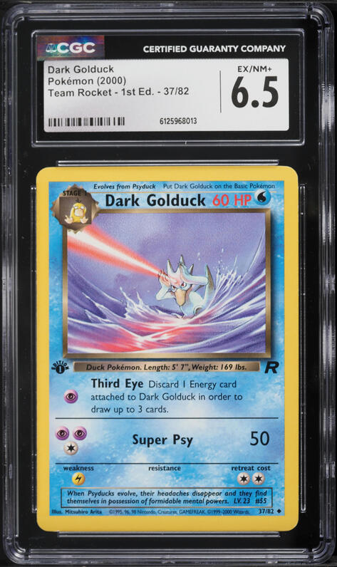 2000 Pokemon Team Rocket 1st Edition Dark Golduck #37 CGC 6.5 EXMT+