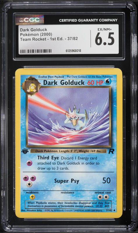 2000 Pokemon Team Rocket 1st Edition Dark Golduck #37 CGC 6.5 EXMT+