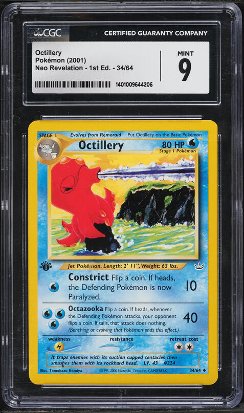 2001 Pokemon Neo Revelation 1st Edition Octillery #34 CGC 9 MINT