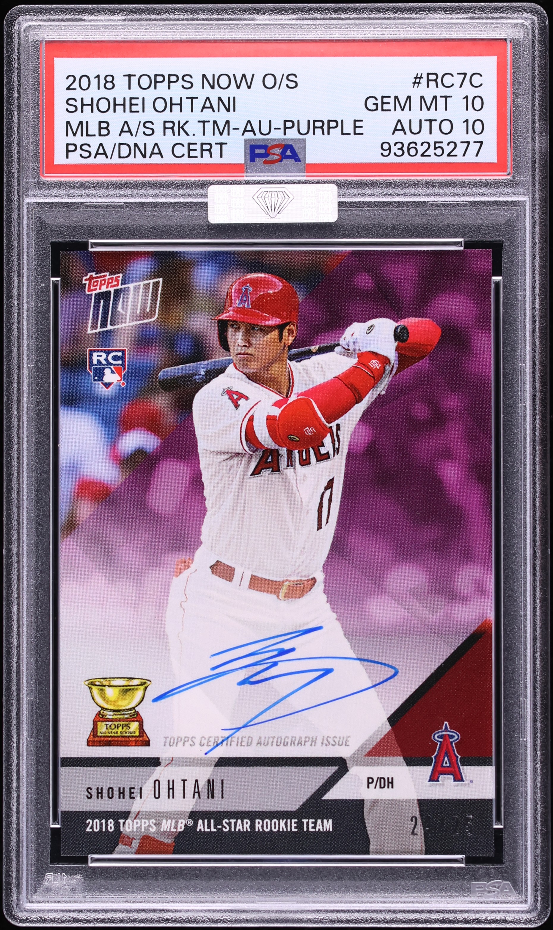 2018 Topps Now Off-Season Purple Shohei Ohtani ROOKIE AUTO DNA 10 