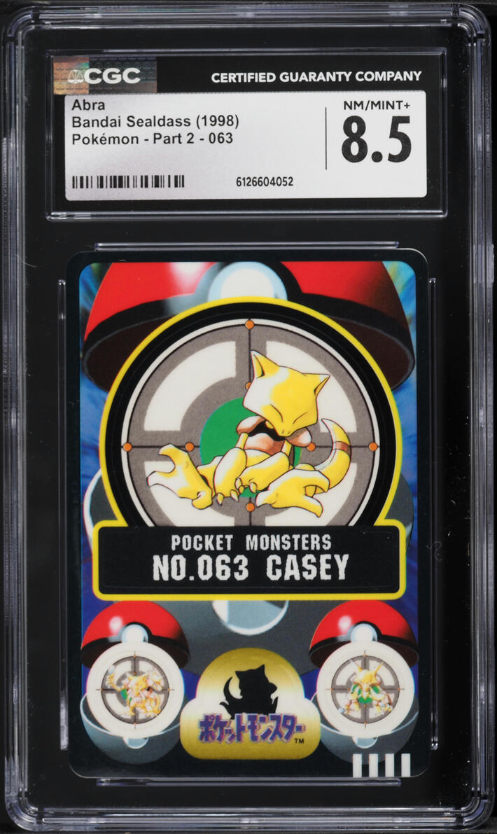 1998 Pokemon Japanese Bandai Sealdass Part 2 Abra #63 CGC 8.5 NM-MT+