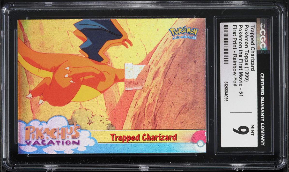 1999 Topps Pokemon The First Movie 1st Print Rainbow Foil Trapped