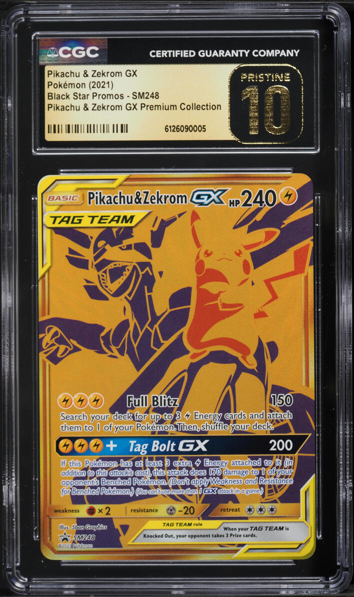 2021 Pokemon Sun & Moon Promo Premium Full Art Pikachu & Zekrom GX #SM248 CGC 10 PRISTINE