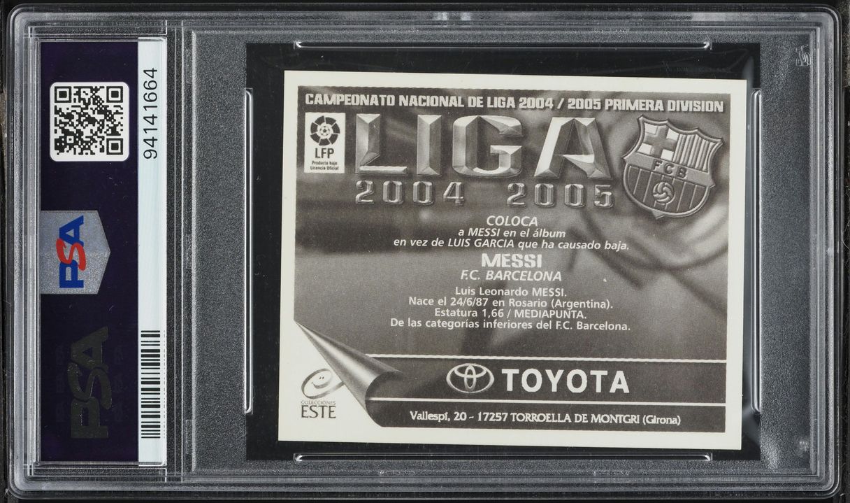 2004 Panini Colecciones Este LaLiga Stickers Lionel Messi ROOKIE PSA 8 NM-MT