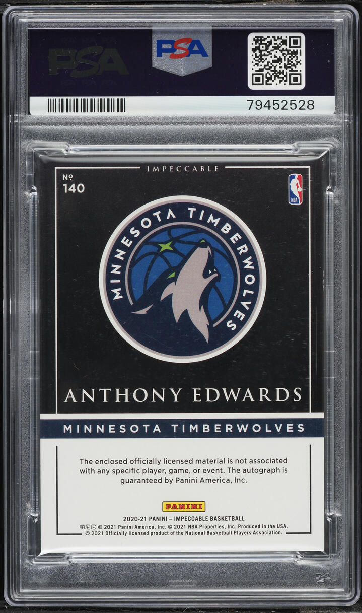 2020 Panini Impeccable Asia Anthony Edwards ROOKIE PATCH AUTO DNA