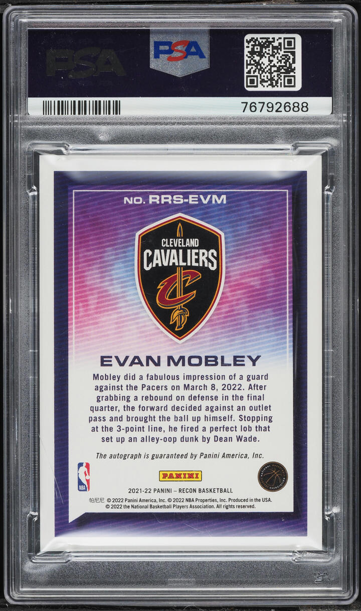 2021 Panini Recon Purple Evan Mobley ROOKIE AUTO /25 #RRS-EVM PSA