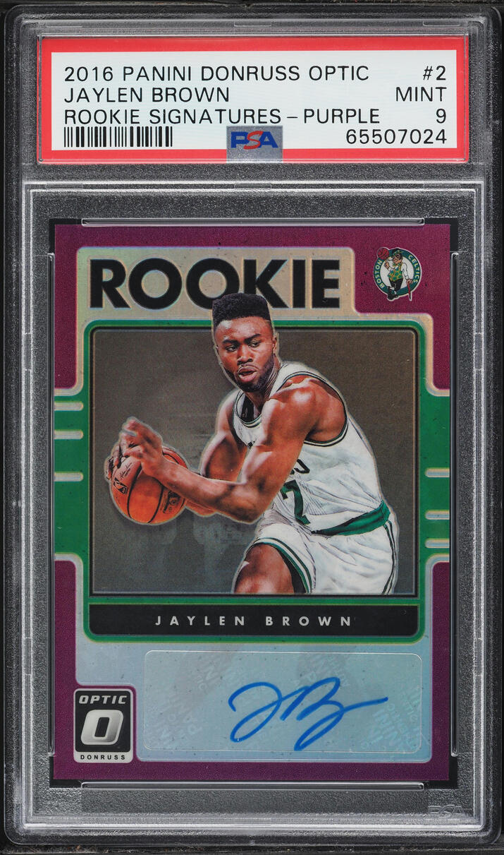 2016 Donruss Optic Purple Prizm Jaylen Brown ROOKIE AUTO #2 PSA 9