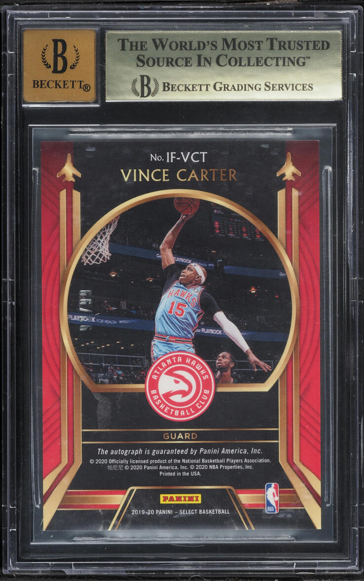 2019 Select In Flight Neon Green Prizm Vince Carter AUTO /99 #IF-VCT BGS 9.5 GEM MINT