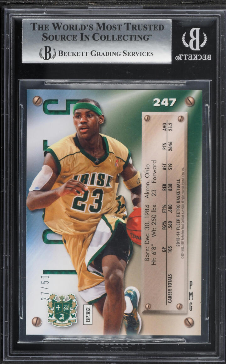 2013 Fleer Retro '95 Metal Universe Precious Metal Gems Blue LeBron James /50 #247 BGS 8.5