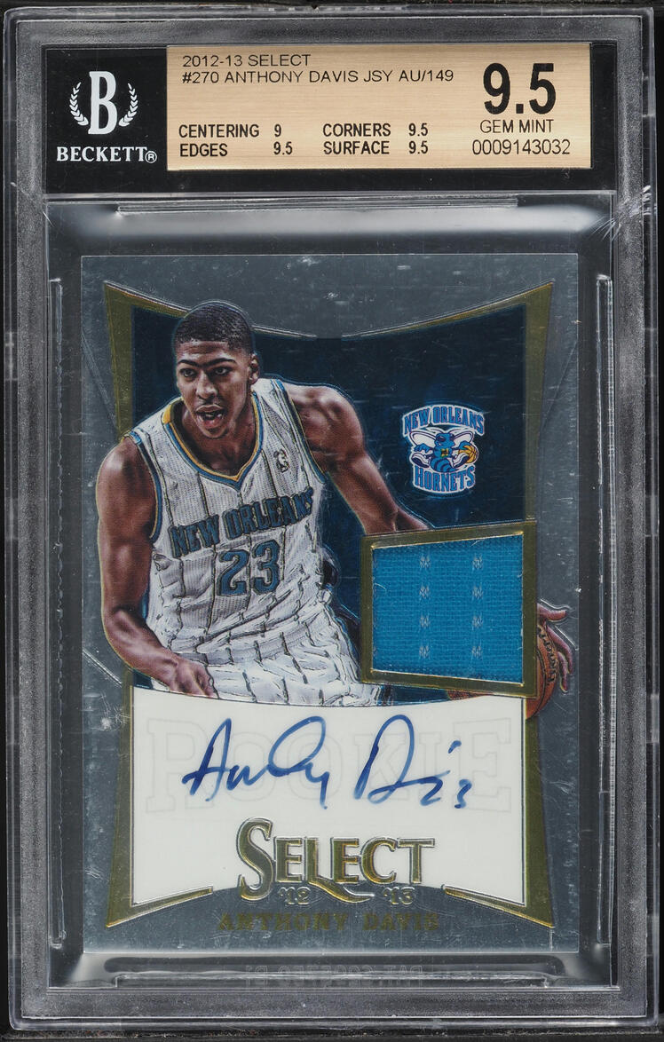 2012 Select Basketball Anthony Davis ROOKIE PATCH AUTO /149 #270 BGS 9.5 GEM