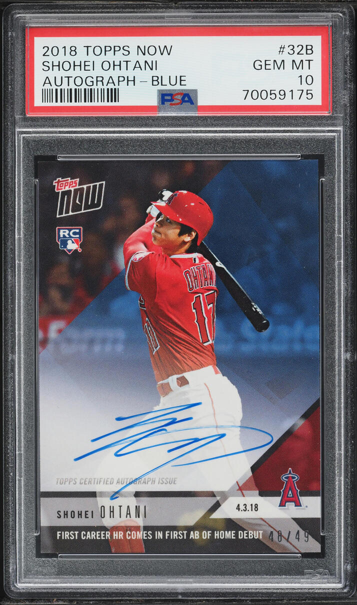 2018 Topps Now Blue Shohei Ohtani ROOKIE AUTO /49 #32B PSA 10 GEM MINT