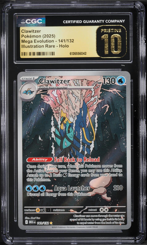 2025 Pokemon Mega Evolution IR Clawitzer #141 CGC 10 PRISTINE