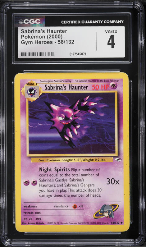 1999 Pokemon Japanese Gym 2 Challenge From The Darkness Sabrina's Haunter  #93 CGC 10 GEM MINT on Fanatics Collect
