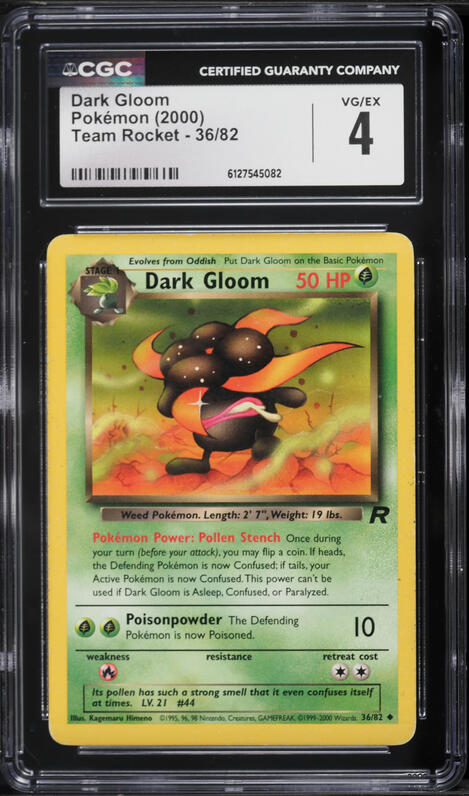 2000 Pokemon Team Rocket Dark Gloom #36 CGC 4 VGEX