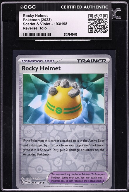 2023 Pokemon Scarlet & Violet Reverse Holo Rocky Helmet #193 CGC AUTH