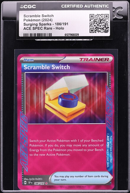 2024 Pokemon Scarlet & Violet Surging Sparks Ace Spec Scramble Switch #186 CGC AUTH
