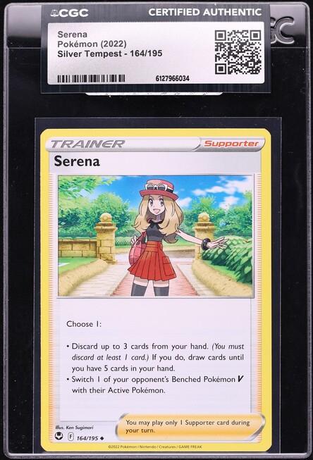 2022 Pokemon Sword & Shield Silver Tempest Serena #164 CGC AUTH