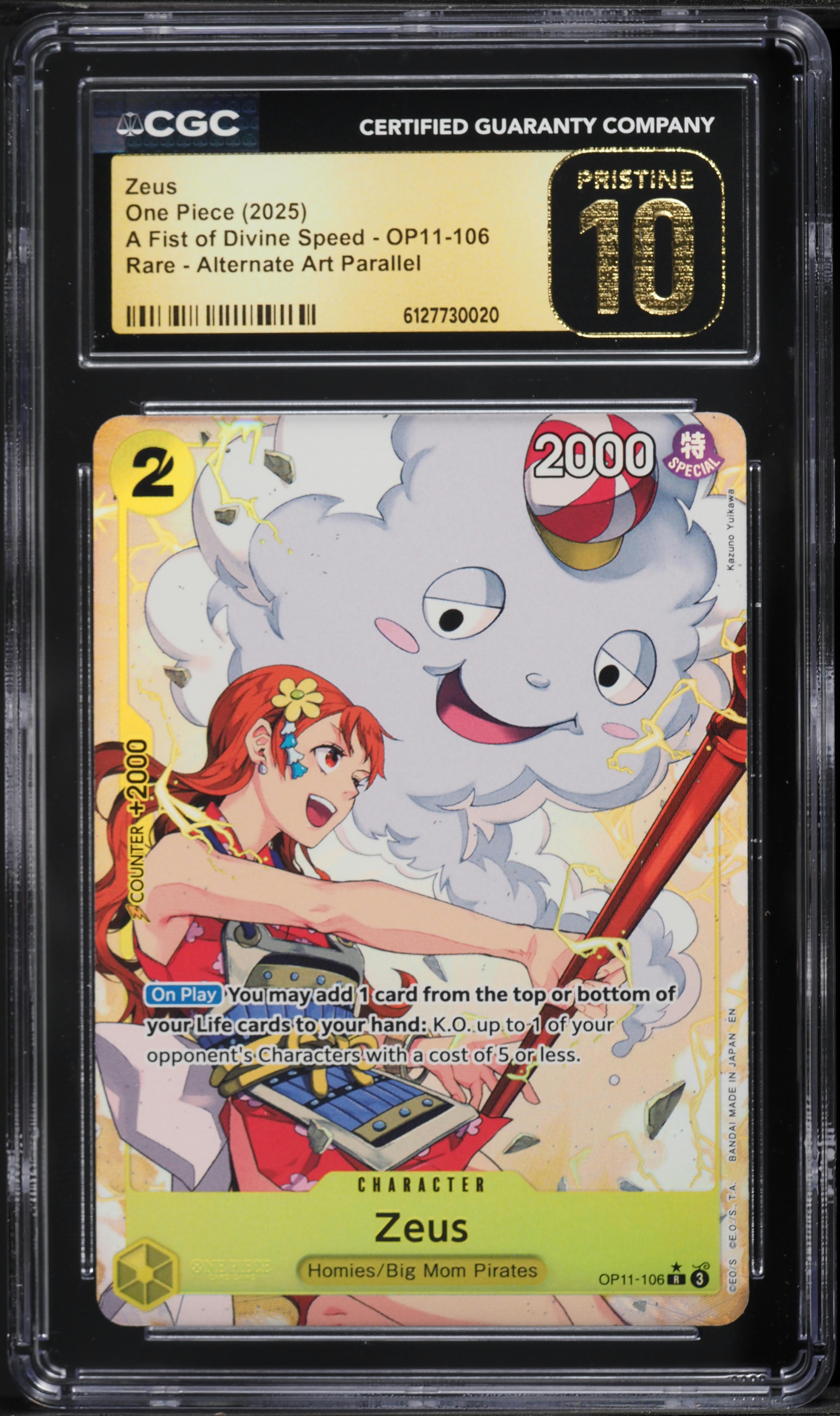 2025 One Piece A Fist Of Divine Speed Alt Art Zeus #OP11-106 CGC 