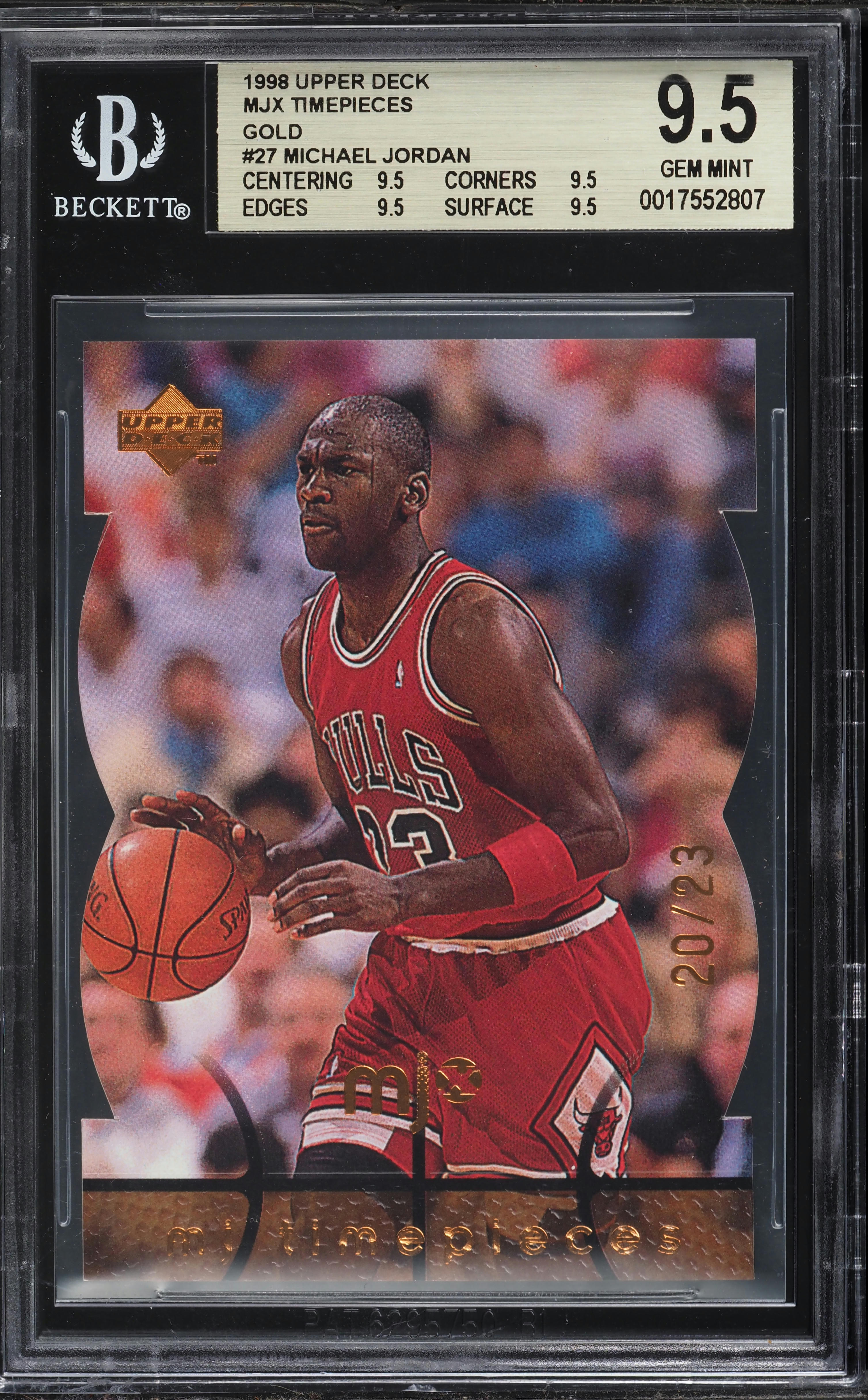 1998 Upper Deck Mjx Timepieces Gold Michael Jordan /23 #27 BGS 9.5 