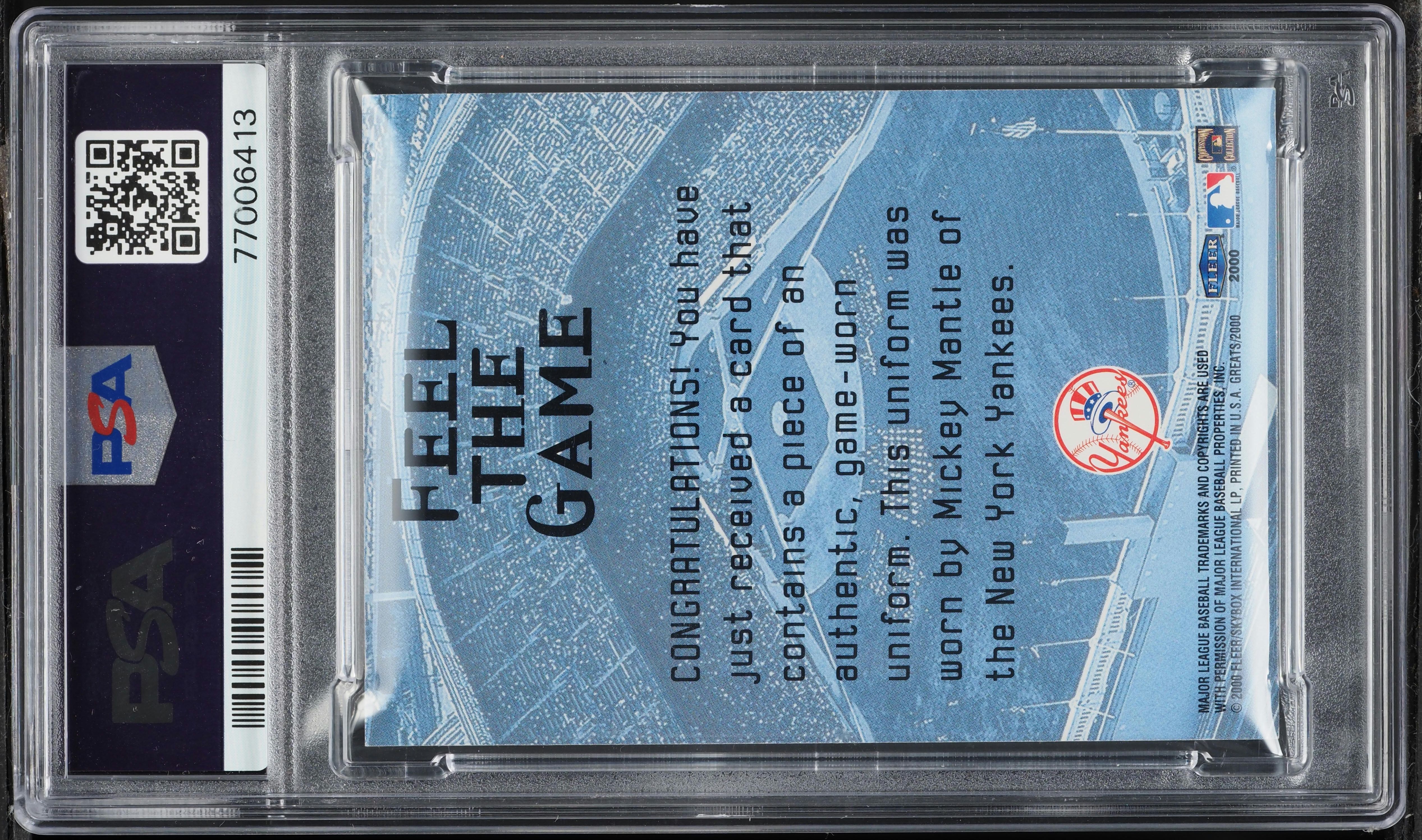 2000 Fleer Greats Yankees Clippings Mickey Mantle PATCH PSA 9 MINT