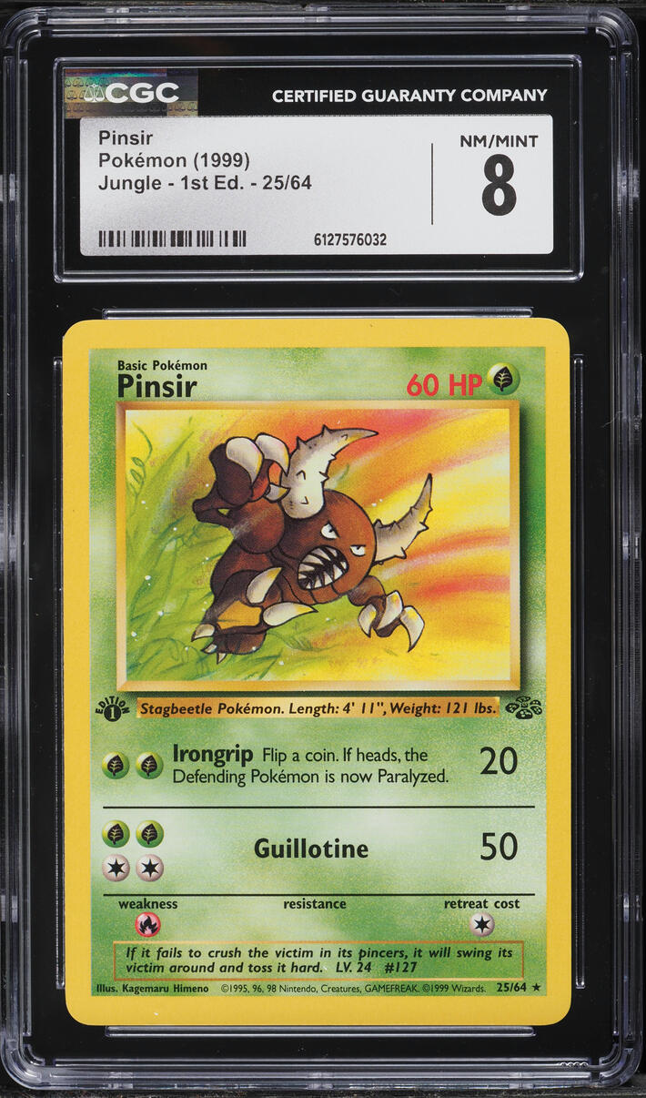 1999 Pokemon Jungle 1st Edition Pinsir #25 CGC 8 NM-MT