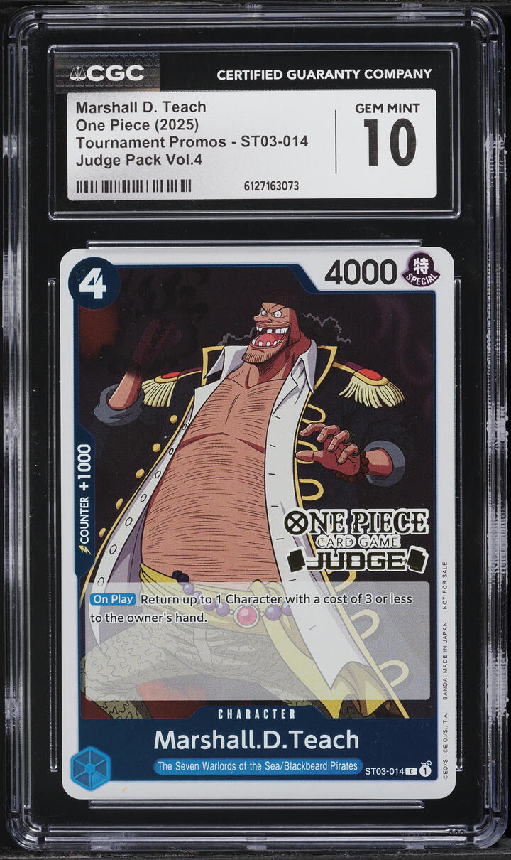 2025 One Piece Tournament Promo Judge Pack Volume 4 Marshall D. Teach #ST03-014 CGC 10 GEM MINT