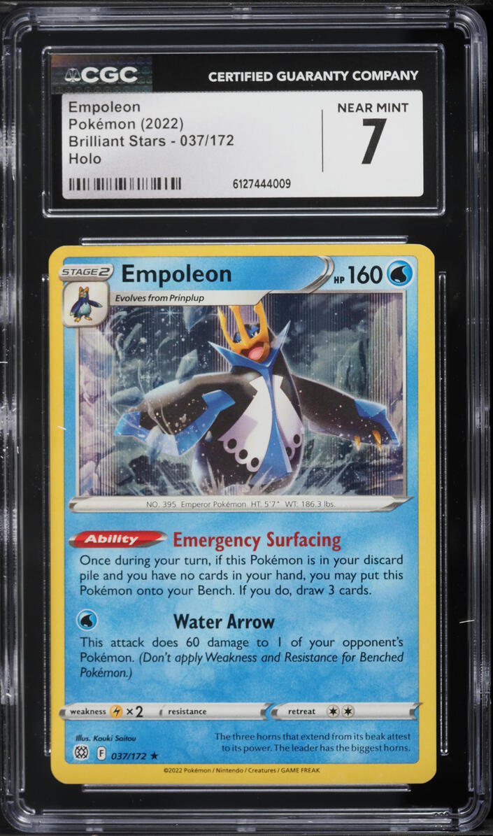 2022 Pokemon Sword & Shield Brilliant Stars Holo Empoleon #37 CGC 7 NRMT