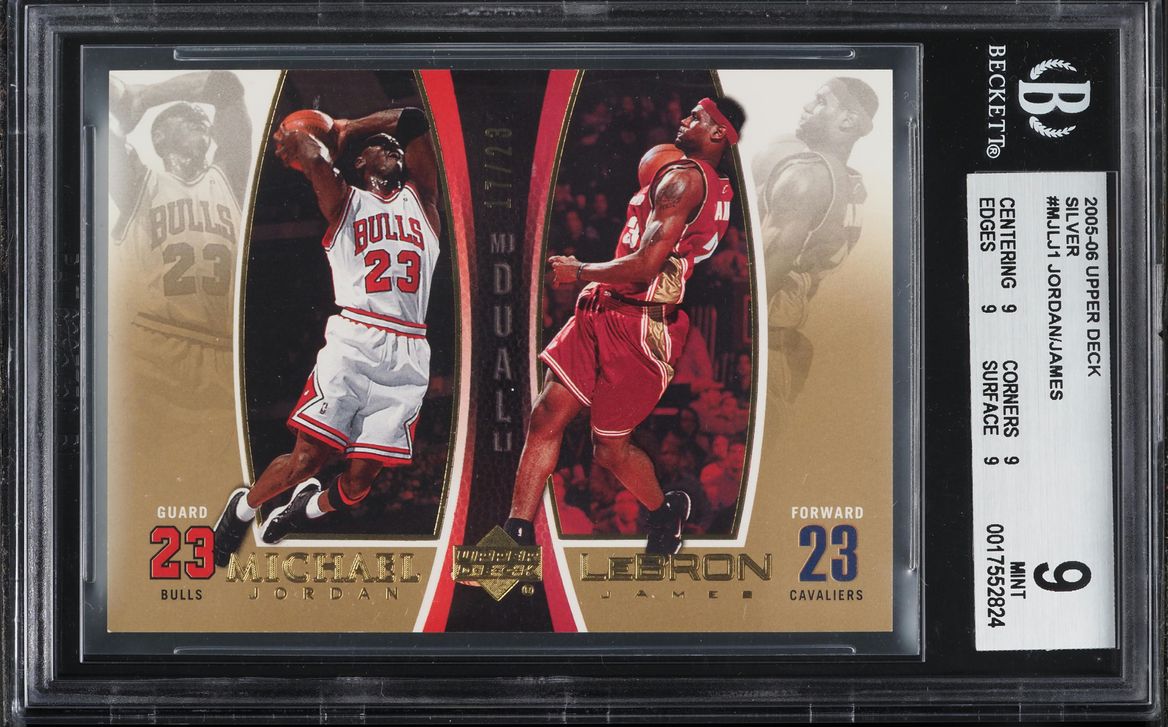 2005 Upper Deck Silver Michael Jordan LeBron James /23 #LJMJ1 BGS 9 MINT
