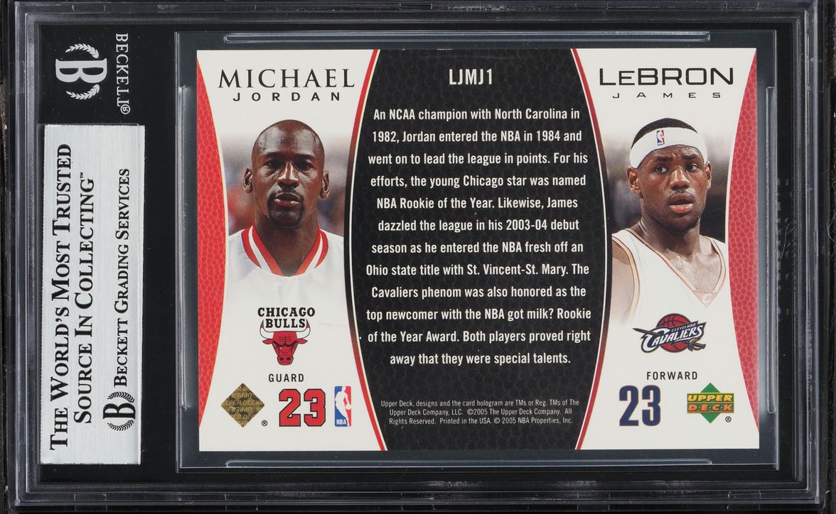 2005 Upper Deck Silver Michael Jordan LeBron James /23 #LJMJ1 BGS 9 MINT