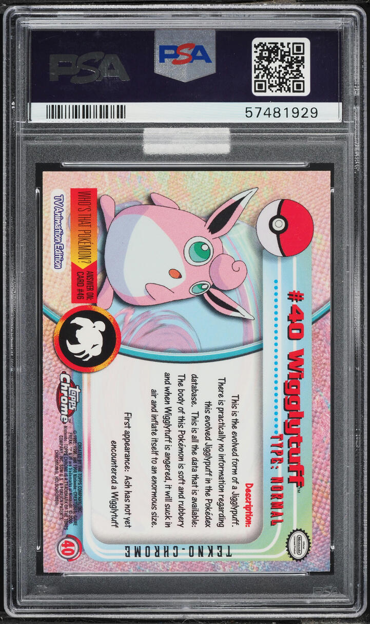 2000 Pokemon Topps Chrome Series 1 Tekno Wigglytuff #40 PSA 9 MINT