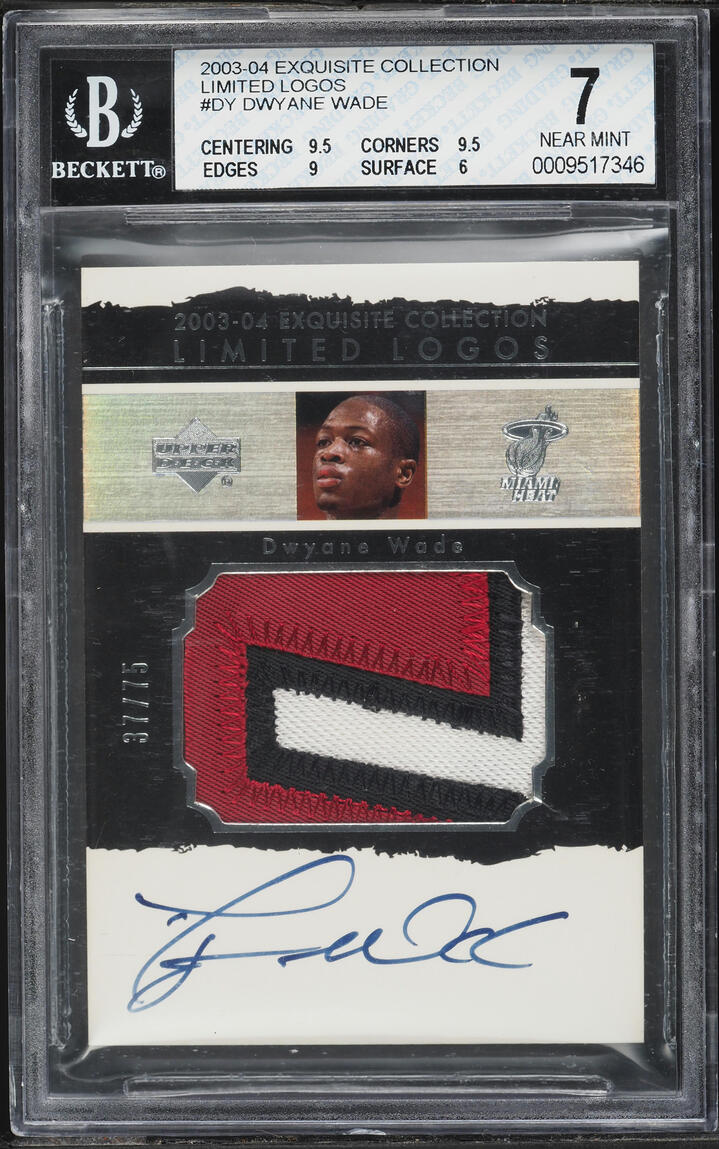 2003 Exquisite Collection Limited Logos Dwyane Wade ROOKIE PATCH AUTO /75 BGS 7 NRMT