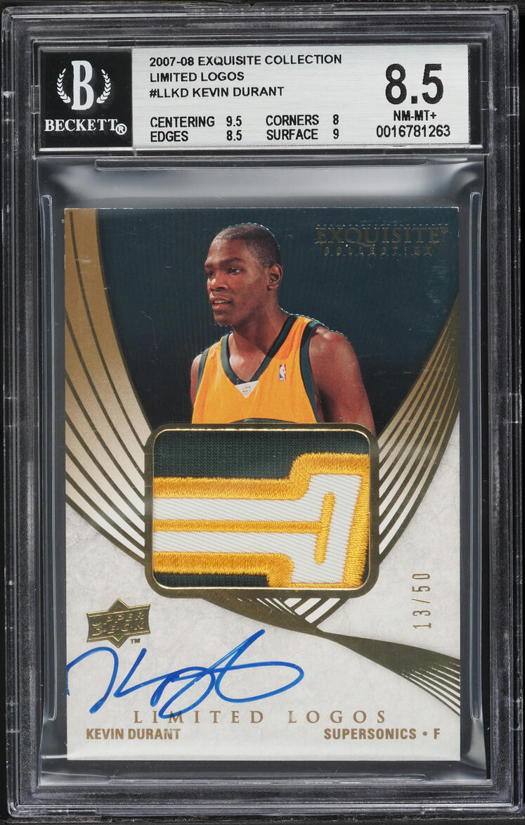 2007 Exquisite Collection Limited Logos Kevin Durant ROOKIE PATCH AUTO /50 BGS 8.5