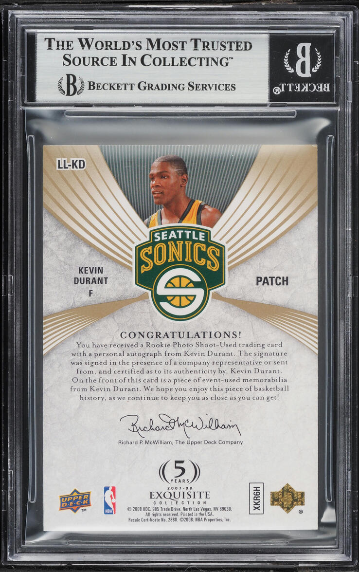 2007 Exquisite Collection Limited Logos Kevin Durant ROOKIE PATCH AUTO /50 BGS 8.5