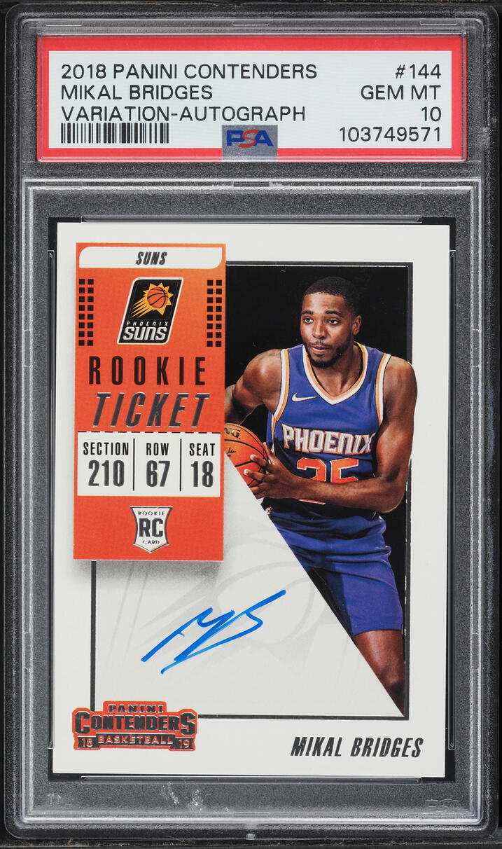 2018 Panini Contenders Variation Mikal Bridges ROOKIE AUTO #144 PSA 10 GEM MINT