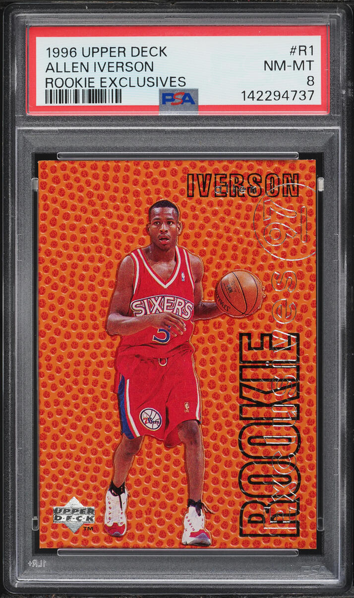 1996 Upper Deck Exclusives Allen Iverson ROOKIE #R1 PSA 8 NM-MT